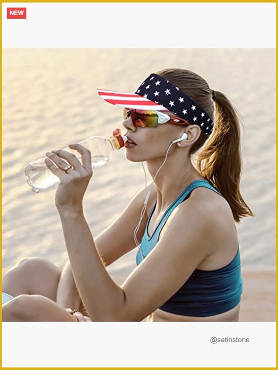 12 Pack Patriotic Sun Visors Adjustable Cotton Summer Hats for Women Men main image 6